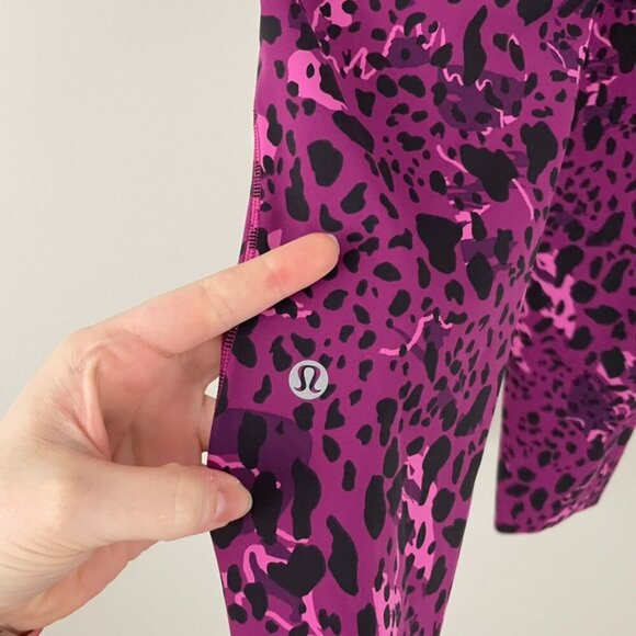 Lululemon Base Pace High Rise Tight in Cheetah Camo Magenta Size 10 - Picture 3 of 8
